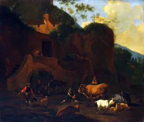 Bauern und Vieh, 17. Jahrhundert