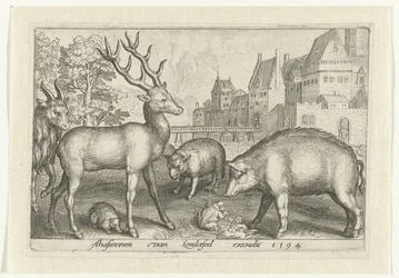 Hirsch, Igel, Schaf, Frosch und Schwein