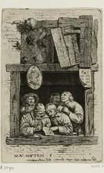 Fünf Sänger an einem offenen Fenster: die Rederijkers