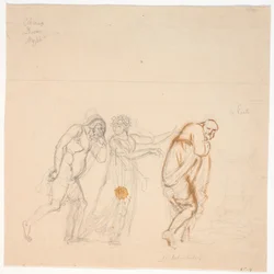 Davus Mysis und Chremes. Studie zum Bild Chremes lauscht dem Gespräch von (Dienstmädchen) Mysis und Davus