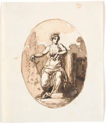 Sitzende Frauenfigur, Allegorie auf Stärke oder Beständigkeit