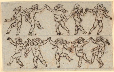 Fries mit zwei Reihen tanzender Amoretten