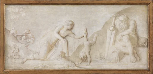 Thetis taucht ihren Sohn Achilles in den Fluss Styx, um ihn unverwundbar zu machen