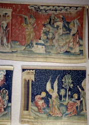 Apokalypse (1373-1383), Nr. 61: Der fünfte Engel goss seine Schale auf den Thron des Tieres
