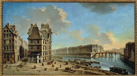 Die Île Saint-Louis und die Pont Rouge, gesehen vom Place de Grève, Paris