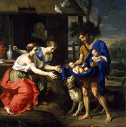 Der Hirte Faustulus bringt Romulus und Remus zu seiner Frau