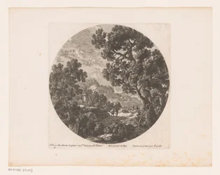 Landschaft mit Spaziergängern und Hirten mit Herde