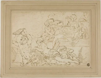 Szene mit Nymphen und Satyr