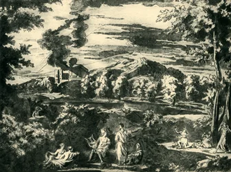 Landschaft mit Orpheus und Eurydike, Mitte 17. Jahrhundert