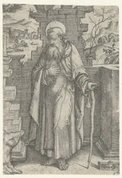 Heiliger Antonius der Große mit Taukreuz und Schwein