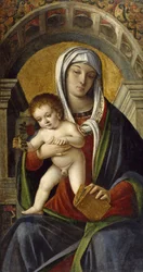 Triptychon-Panel mit Madonna und Kind