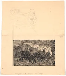 Illustrationsentwurf für Sønderjyske Folkesagn, v. F.Ohrt. F.o. Wo Sie es am wenigsten erwarten und f.n. König Abel und die Seiler