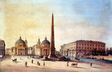 Platz des Volkes, Rom, Italien 1847, Aquarell von Nikanor Grigoryevich Chernetsov (1805 - 1879). Russischer Landschaftsmaler.