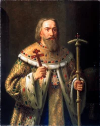 Porträt des Patriarchen Filaret von Moskau (1553-1633) - Gemälde von Nikanor Leontjewitsch Tiutriumow (1821-1877)