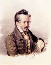 Porträt des Dekabristen Graf Sergey Volkonsky 1788-1865, 1840er