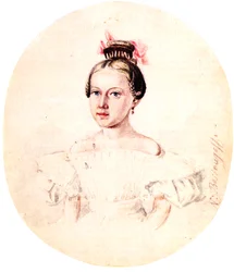 Porträt von Olga Annenkova, Tochter des Dekabristen Iwan Annenkow, 1836