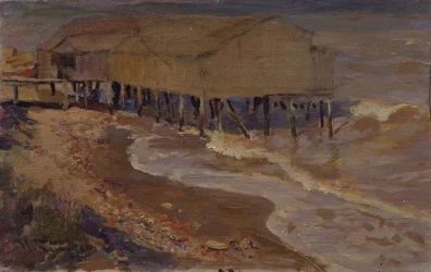 Ein Badehaus am Strand