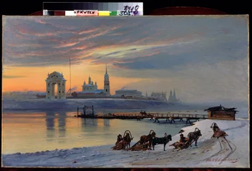 Ansicht des Flusses Angara in Irkutsk in Sibirien. Gemälde von Nikolai Florianowitsch Dobrowolski (1837-1900) 1886