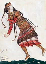 Ultramoderne Dame. Kostümentwurf für das Ballett Das Frühlingsopfer Le Sacre du Printemps von I. Strawinsky, 1912
