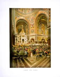 Weihe der Christ-Erlöser-Kathedrale. Krönung Kaiser Alexanders III. und Kaiserin Maria Fjodorownas