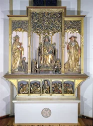 Gruppe von Holzskulpturen aus dem Isenheimer Altar, um 1490