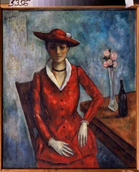 Eine Frau in Rot