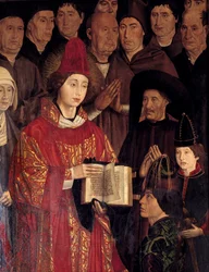 Polyptychon des heiligen Vinzenz (Painéis de São Vicente de Fora). Porträt des heiligen Vinzenz und Heinrichs des Seefahrers (1394-1460), Prinz von Portugal. Portugiesischer Maler des 15. Jahrhunderts. Museu Nacional de Arte Antiga, Lissabon.