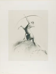 Zentaur, der auf die Wolken zielt