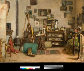 Die Werkstatt Gemälde von Odoardo Borrani (1833-1905) 1885 Private Sammlung