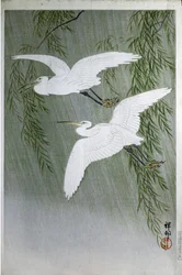 Zwei Reiher fliegen frei, 1907 (Farbholzschnitt)