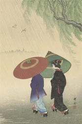 Zwei Frauen im Regen