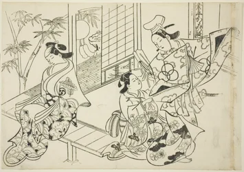 Narihira: Die Spiegelszene (Narihira kagami no dan), aus der Serie "Berühmte Szenen aus japanischen Puppenspielen (Yamato irotake)"