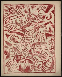 Illustration für das Buch Der Krieg von Aleksey Kruchenykh, 1916