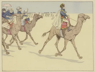 Angekommen im Land der Pharaonen, wurde Napoleon überall von einer Kommission von Gelehrten und Künstlern begleitet, die noch nie auf dem Rücken eines Kamels geritten waren, 1. Juli 1798