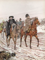 Napoleon, reitend neben Abbé Henriot, 1814