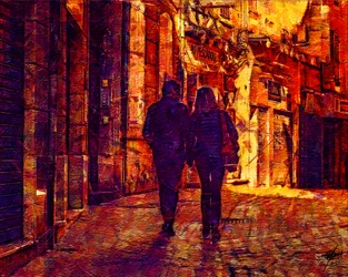Romantischer Stadtspaziergang bei Nacht