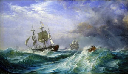 Ein Mann auf See, der von der HMS „Saint Jean d