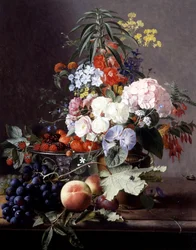Stillleben mit Früchten und Blumen