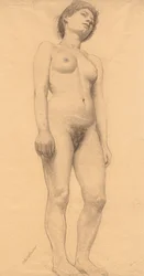Stehender weiblicher Akt, wahrscheinlich 1878-79