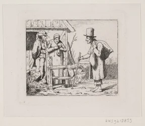 Figuren bei einem Bauernhaus