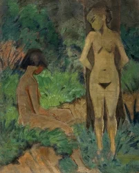 Badende unter Bäumen. Um 1912