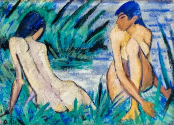 Zwei Mädchen im Schilf, ca. 1920