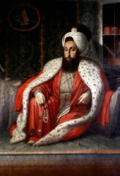 Sultan Selim III in Audienz. 1803. Öl auf Leinwand von Konstantin Kapidagli