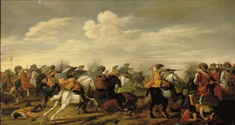 Kavalleriegefecht in einer Landschaft