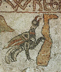 Rabe pickt an einem toten Bein während der Sintflut (Mosaik)