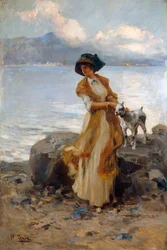 Harmonie am Lago Mergozzo, von Paolo Sala (1859-1924), Öl auf Leinwand