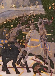 Die Schlacht von San Romano: Zwei Kavalleristen im Kampf (Detail)
