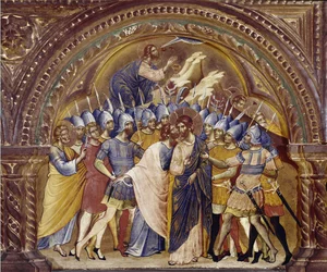 Die Gefangennahme Christi, Detail des Polyptychons von Santa Chiara (circa 1350)