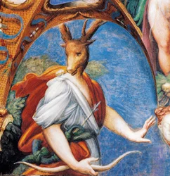 Actaeons Verwandlung in einen Hirsch, aus Mythos von Diana und Actaeon, um 1524