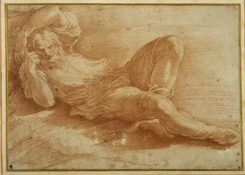 Bärtige Figur, schlafend